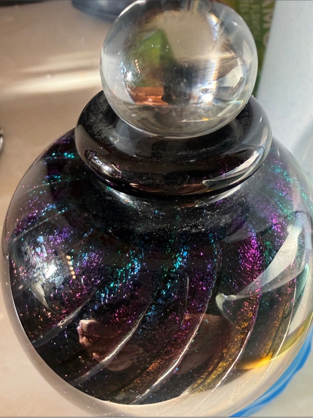 Robert Eickholt 1989 Signed Art Glass Perfume Bottle Iridescent Dichroic - Picture 8 of 8